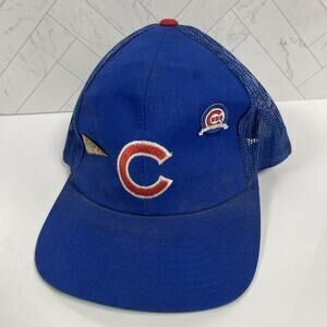 Vintage Chicago Cubs MLB Baseball SnapBack Mesh Trucker Hat w/pins